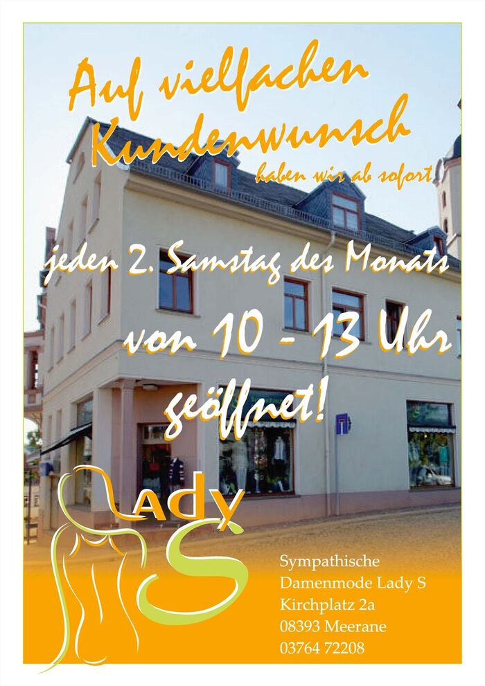 Öffnungszeiten jeden 2. Samstag/Monat
